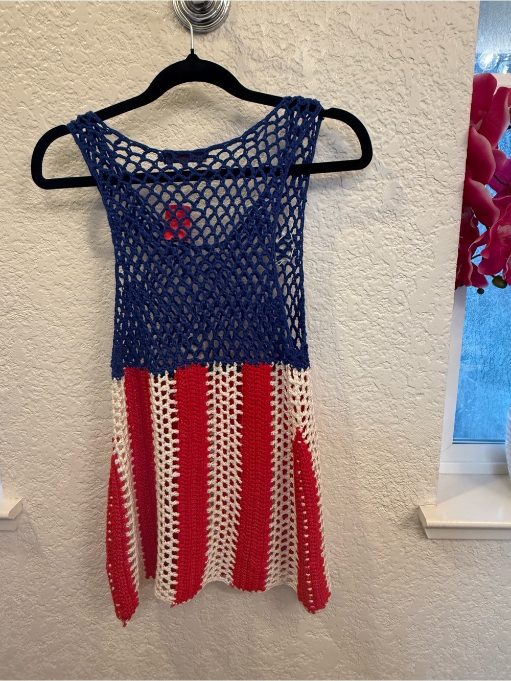 American Flag Handmade RedWhiteBlue Crochet Tank Top&Cover-Up  Small The Classic - Picture 12 of 16
